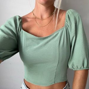 Altard State - Cropped Puff Sleeve Blouse